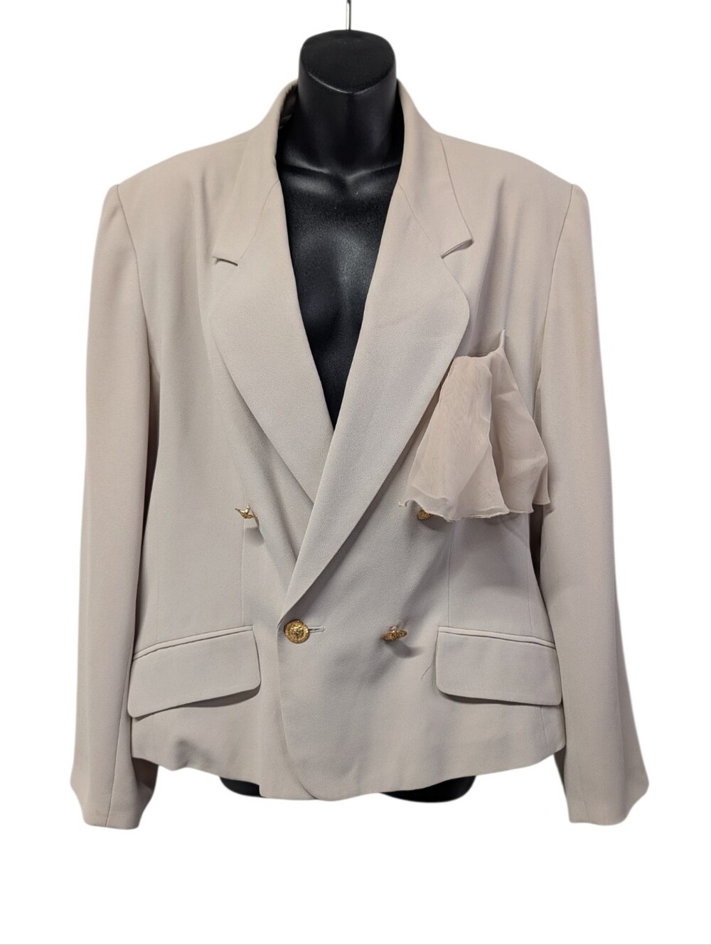 Le Suit Women's Beige Lined One-Button Blazer Jacket Notch Lapel Plus Size 18